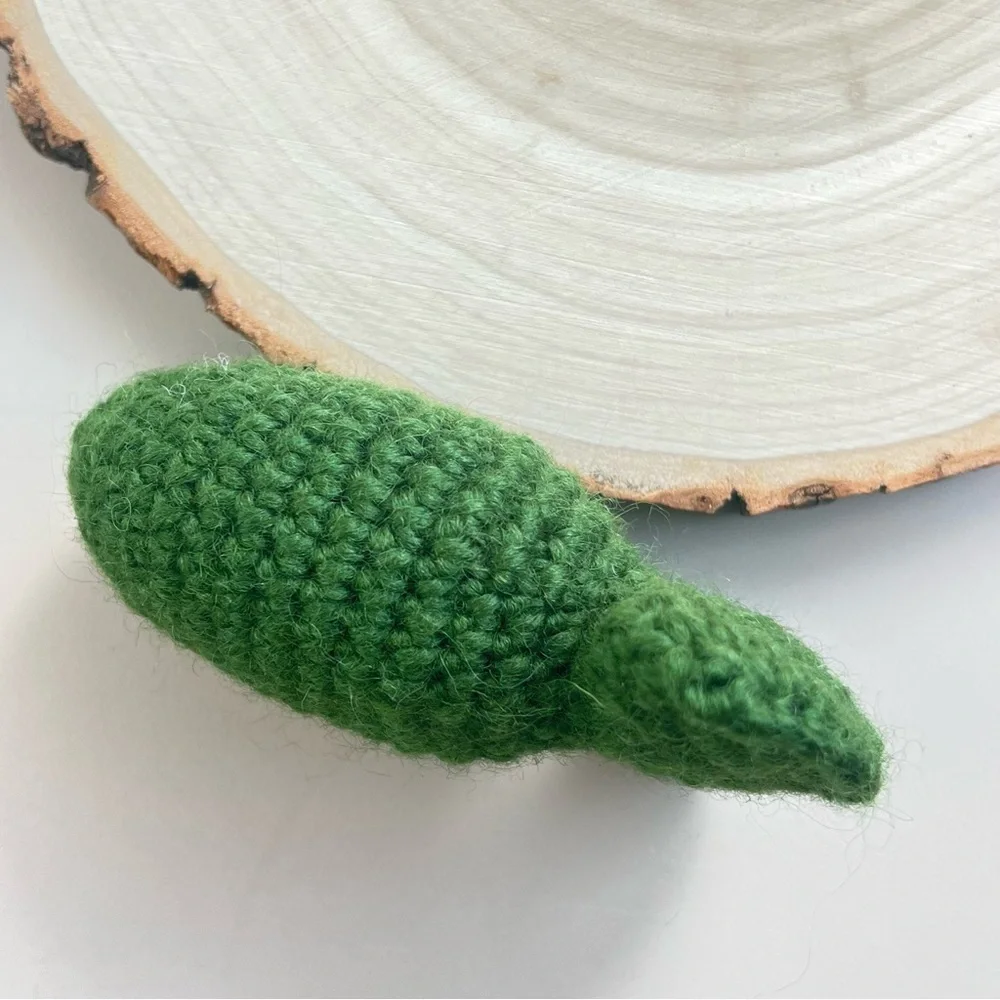 Cat Toy Handmade Wool Crochet Catnip Green Fish